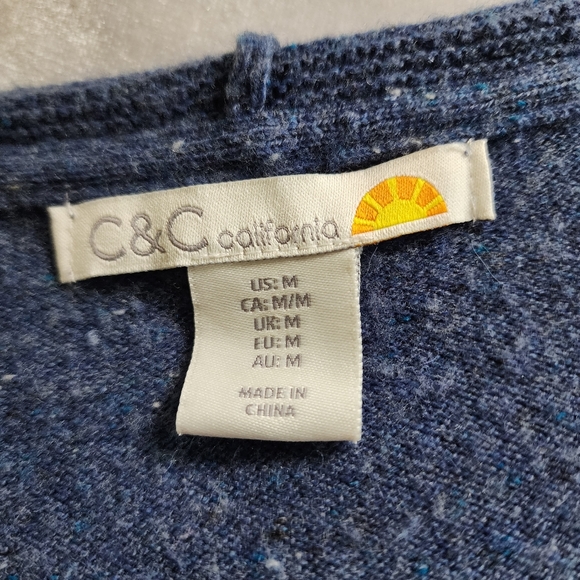 Vintage C&C Blue Zip-up Textured Knit Sweater Cardigan Hoodie Size M - Picture 7 of 9